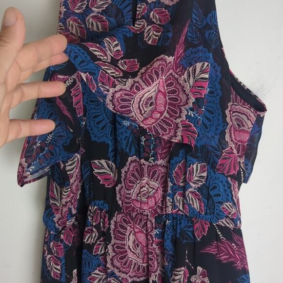 Whimsigoth Floral Sleeveless Maxi Dress - Dark Romanic Black and Pink Women's L - Picture 11 of 12